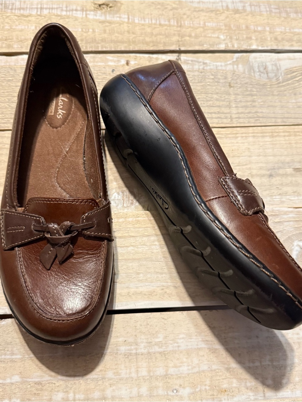 Clarks Womens Size 8M Bendables Brown Ashland Bubble Loafers Slip On Shoes
